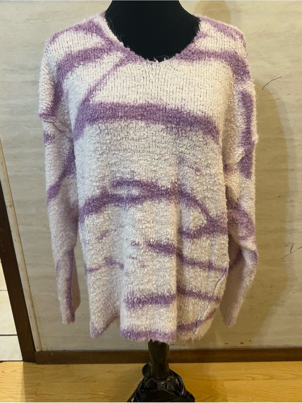 Free People Movement oversized fuzzy V-neck knit sweater